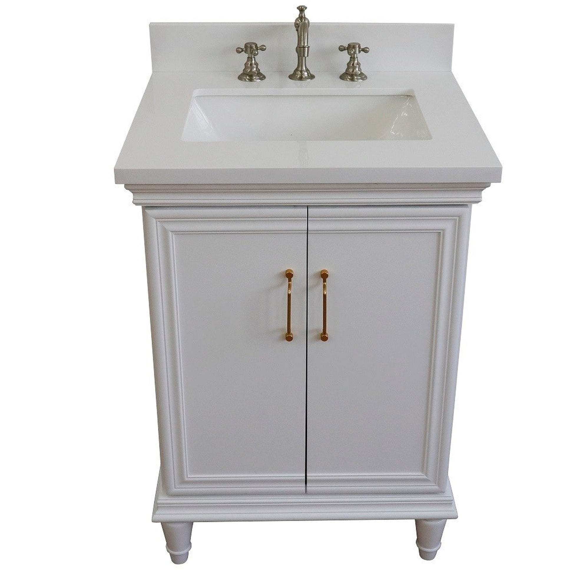 Bellaterra Home Forli 25" 2-Door 1-Drawer White Freestanding Vanity Set With Ceramic Undermount Rectangular Sink And White Quartz Top