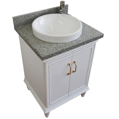 Bellaterra Home Forli 25" 2-Door 1-Drawer White Freestanding Vanity Set With Ceramic Vessel Sink And Gray Granite Top