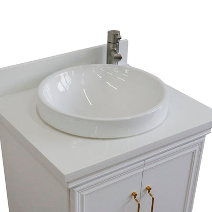 Bellaterra Home Forli 25" 2-Door 1-Drawer White Freestanding Vanity Set With Ceramic Vessel Sink And White Quartz Top