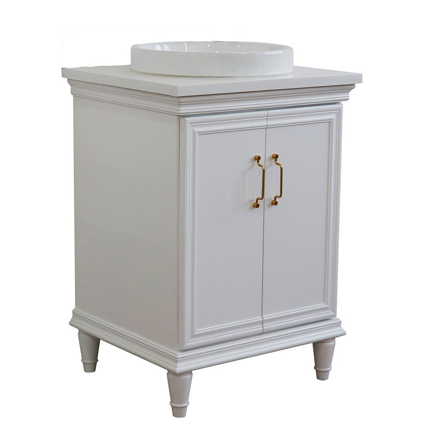 Bellaterra Home Forli 25" 2-Door 1-Drawer White Freestanding Vanity Set With Ceramic Vessel Sink And White Quartz Top