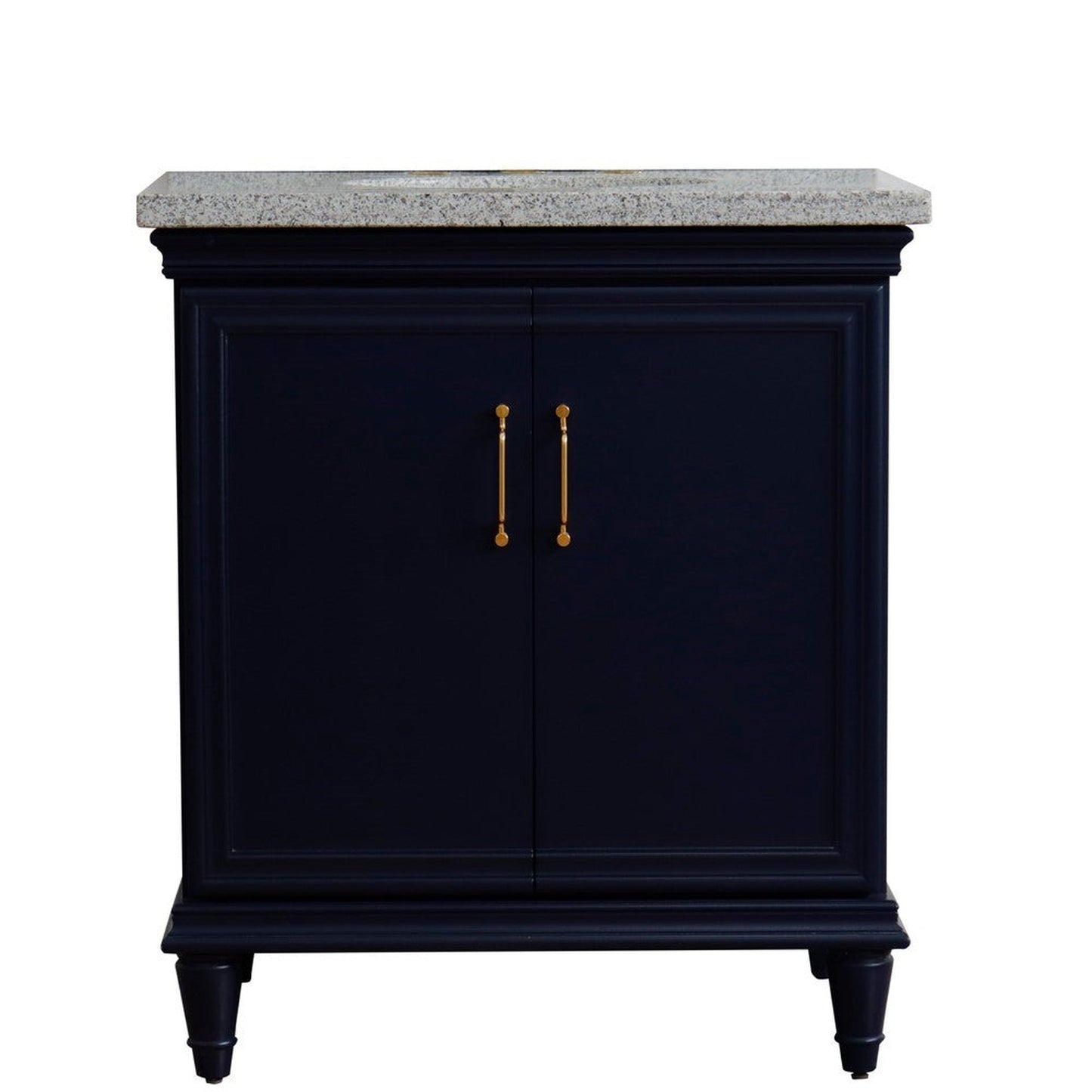 Bellaterra Home Forli 31" 2-Door 1-Drawer Blue Freestanding Vanity Set With Ceramic Undermount Oval Sink And Gray Granite Top