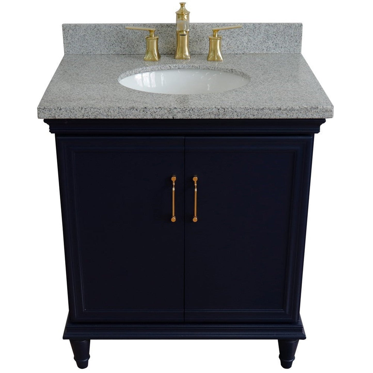 Bellaterra Home Forli 31" 2-Door 1-Drawer Blue Freestanding Vanity Set With Ceramic Undermount Oval Sink And Gray Granite Top