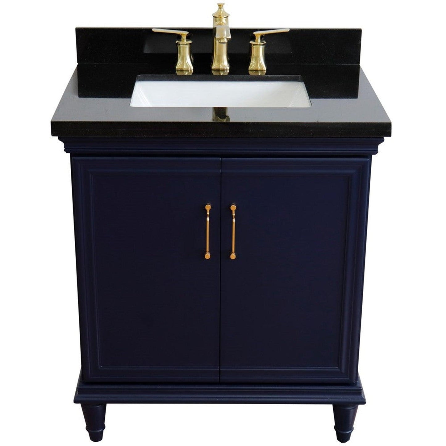 Bellaterra Home Forli 31" 2-Door 1-Drawer Blue Freestanding Vanity Set With Ceramic Undermount Rectangular Sink And Black Galaxy Granite Top