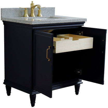 Bellaterra Home Forli 31" 2-Door 1-Drawer Blue Freestanding Vanity Set With Ceramic Undermount Rectangular Sink And Gray Granite Top