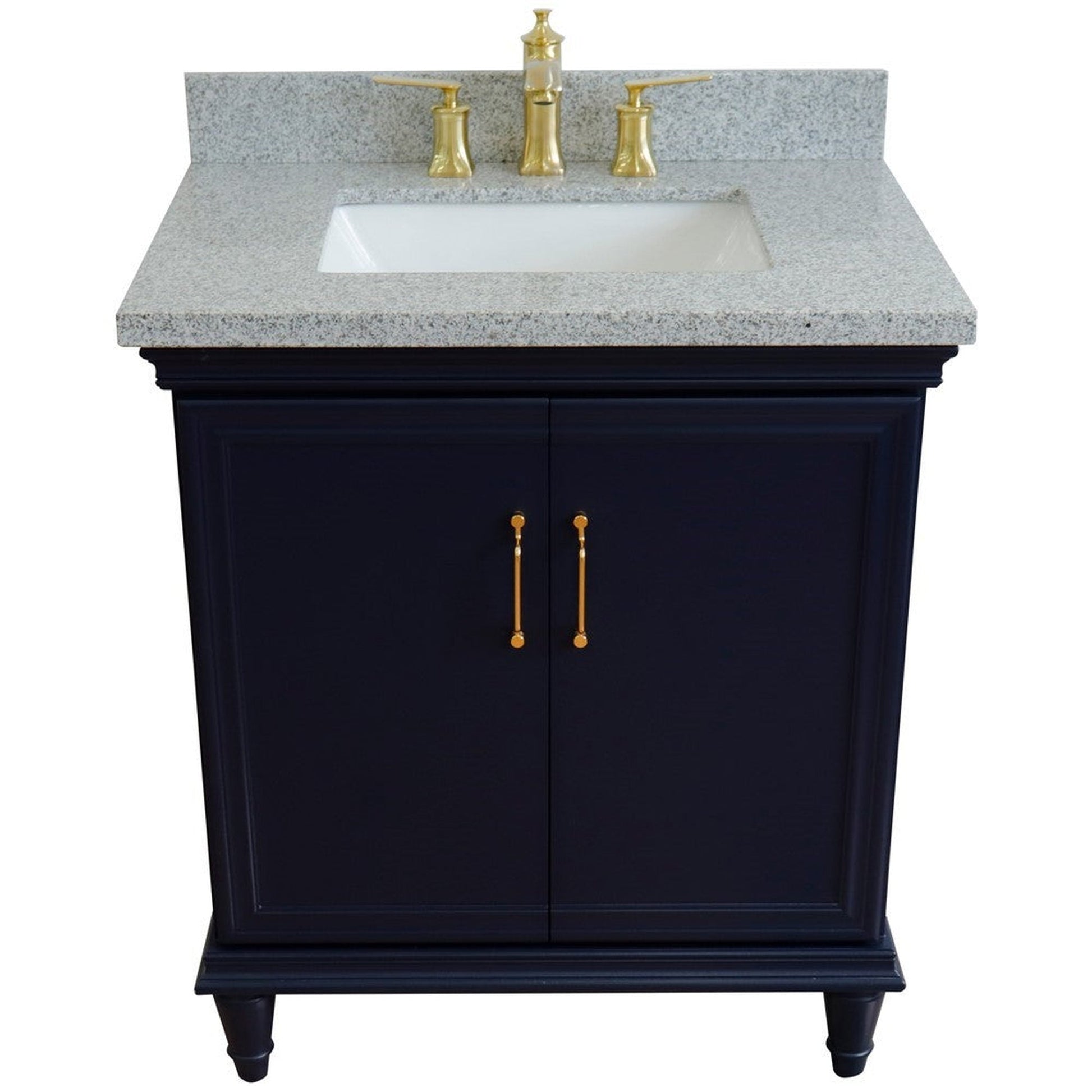 Bellaterra Home Forli 31" 2-Door 1-Drawer Blue Freestanding Vanity Set With Ceramic Undermount Rectangular Sink And Gray Granite Top