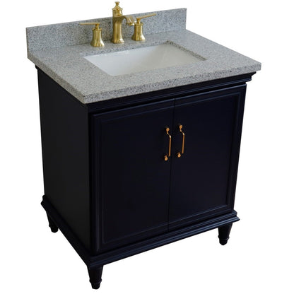 Bellaterra Home Forli 31" 2-Door 1-Drawer Blue Freestanding Vanity Set With Ceramic Undermount Rectangular Sink And Gray Granite Top