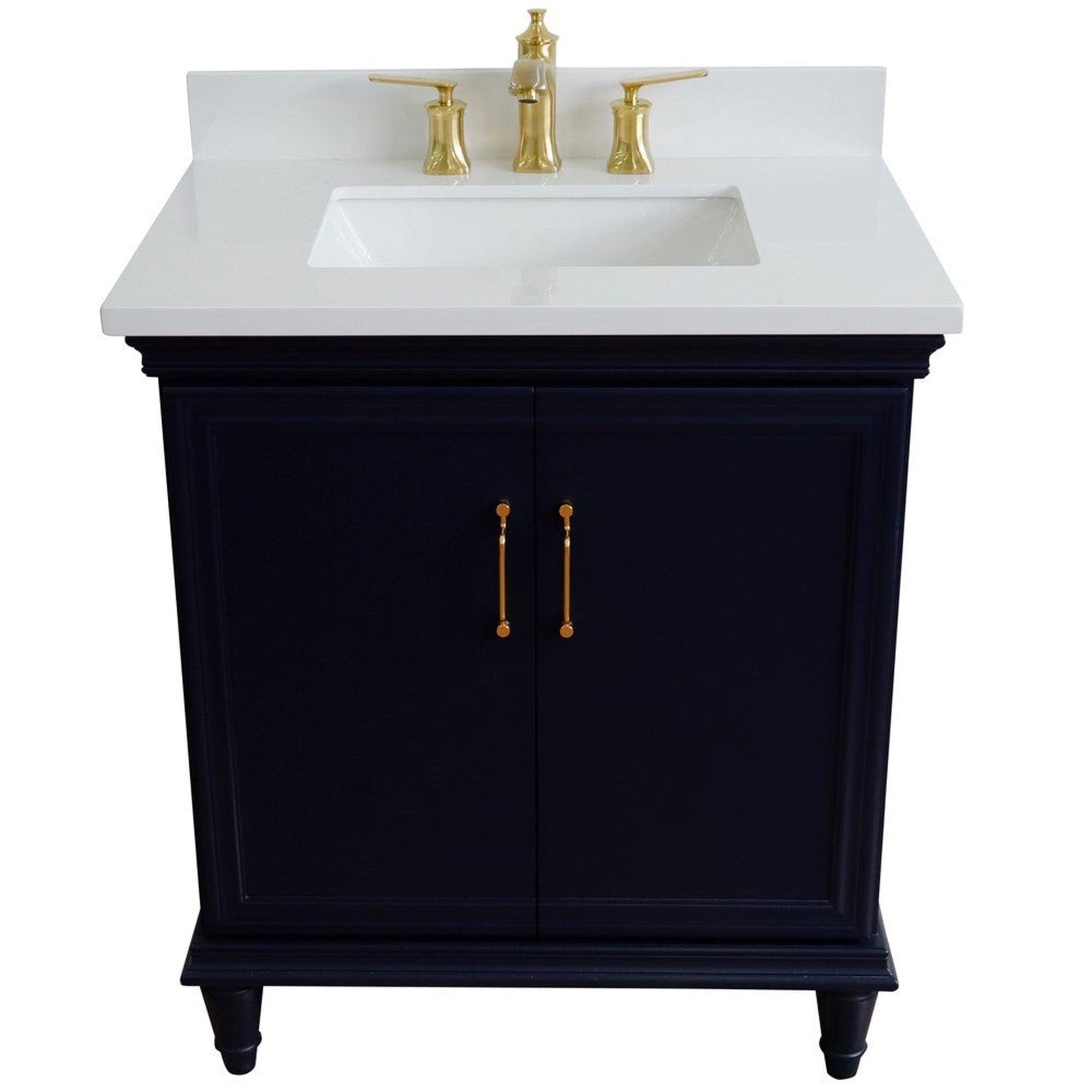 Bellaterra Home Forli 31" 2-Door 1-Drawer Blue Freestanding Vanity Set With Ceramic Undermount Rectangular Sink And White Quartz Top