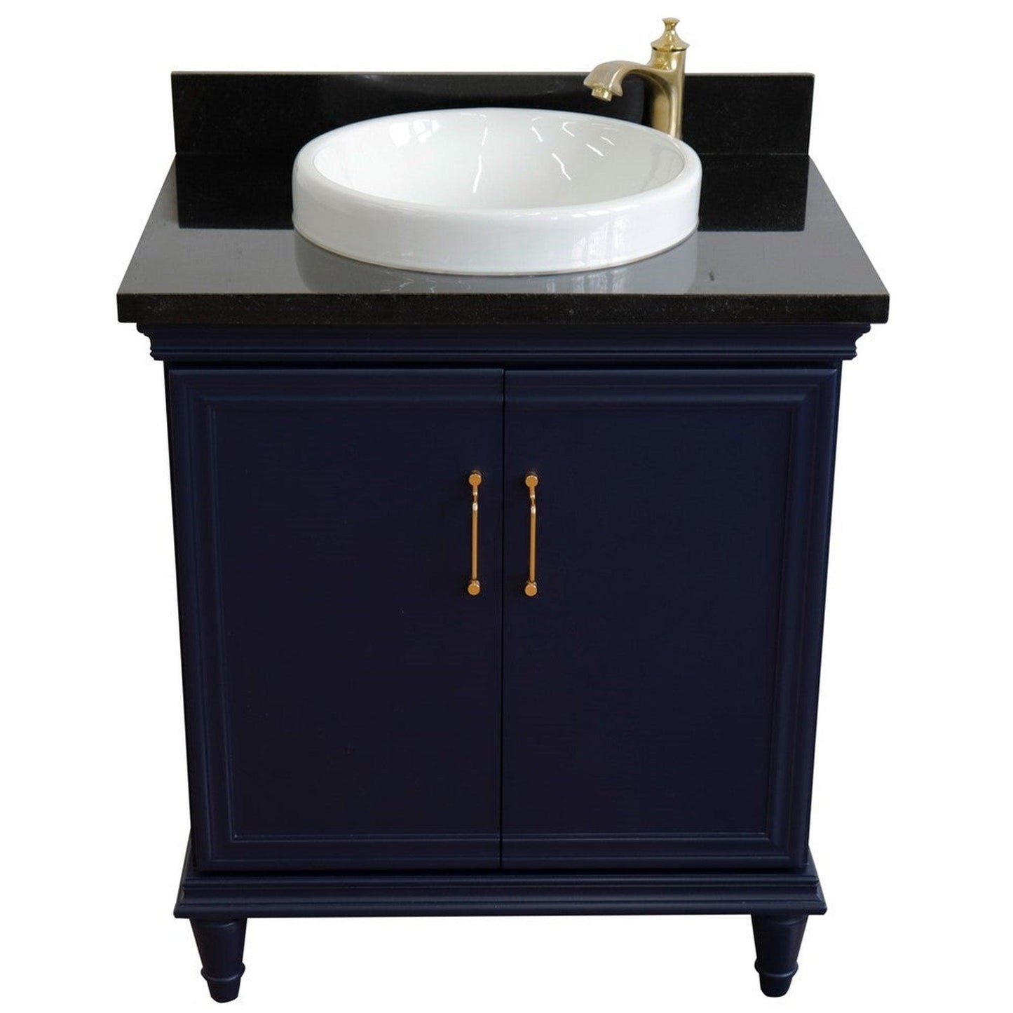 Bellaterra Home Forli 31" 2-Door 1-Drawer Blue Freestanding Vanity Set With Ceramic Vessel Sink And Black Galaxy Granite Top