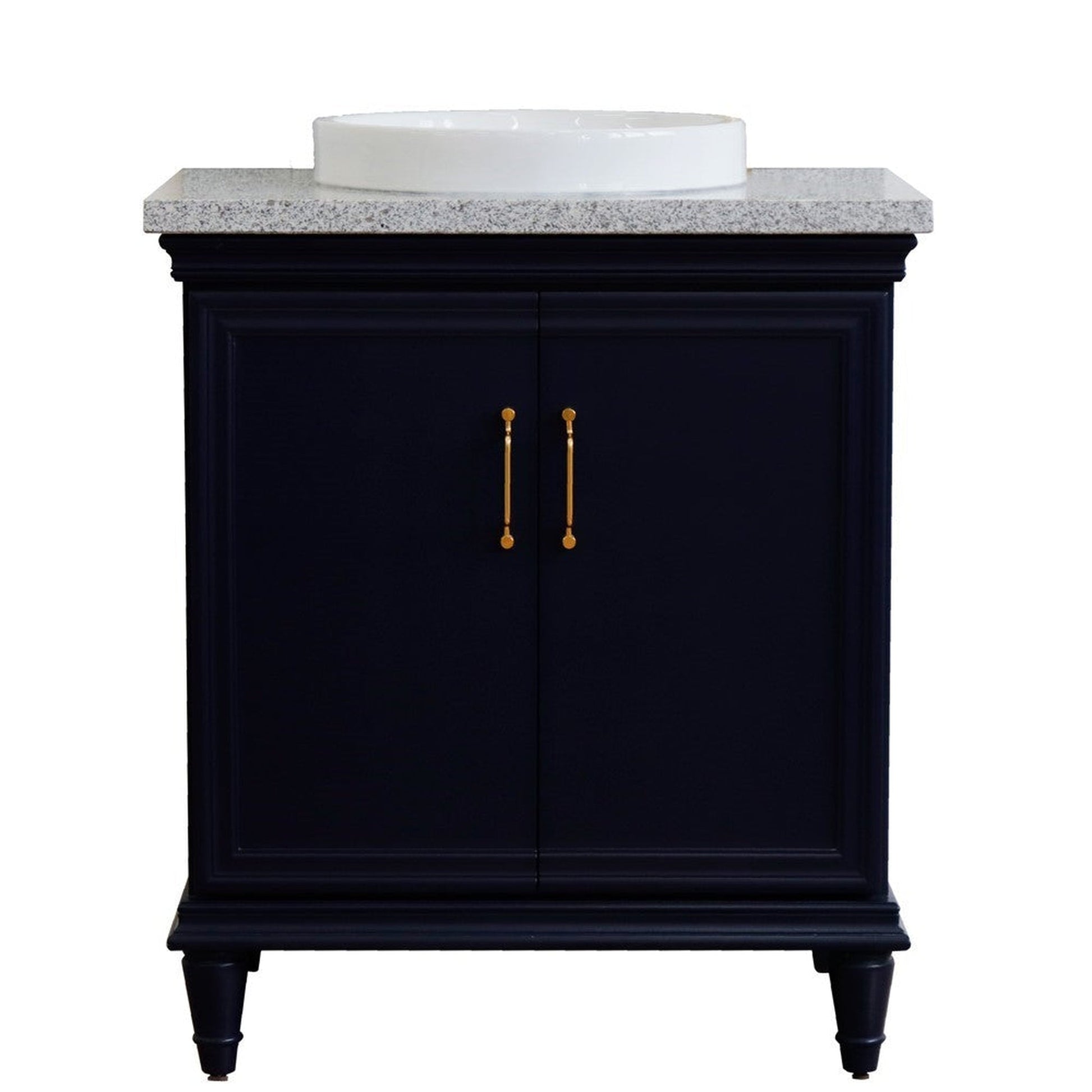 Bellaterra Home Forli 31" 2-Door 1-Drawer Blue Freestanding Vanity Set With Ceramic Vessel Sink And Gray Granite Top