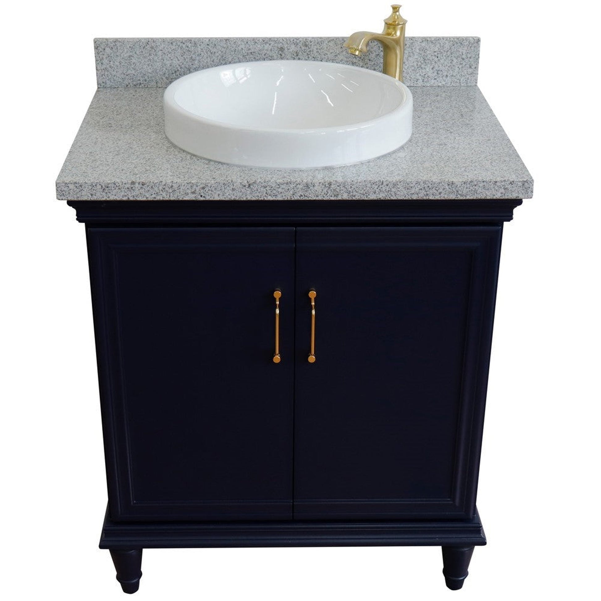 Bellaterra Home Forli 31" 2-Door 1-Drawer Blue Freestanding Vanity Set With Ceramic Vessel Sink And Gray Granite Top