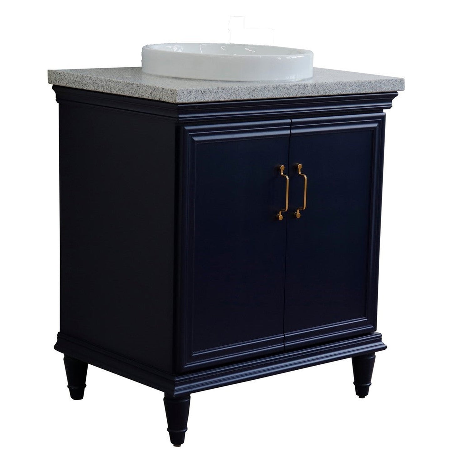 Bellaterra Home Forli 31" 2-Door 1-Drawer Blue Freestanding Vanity Set With Ceramic Vessel Sink And Gray Granite Top