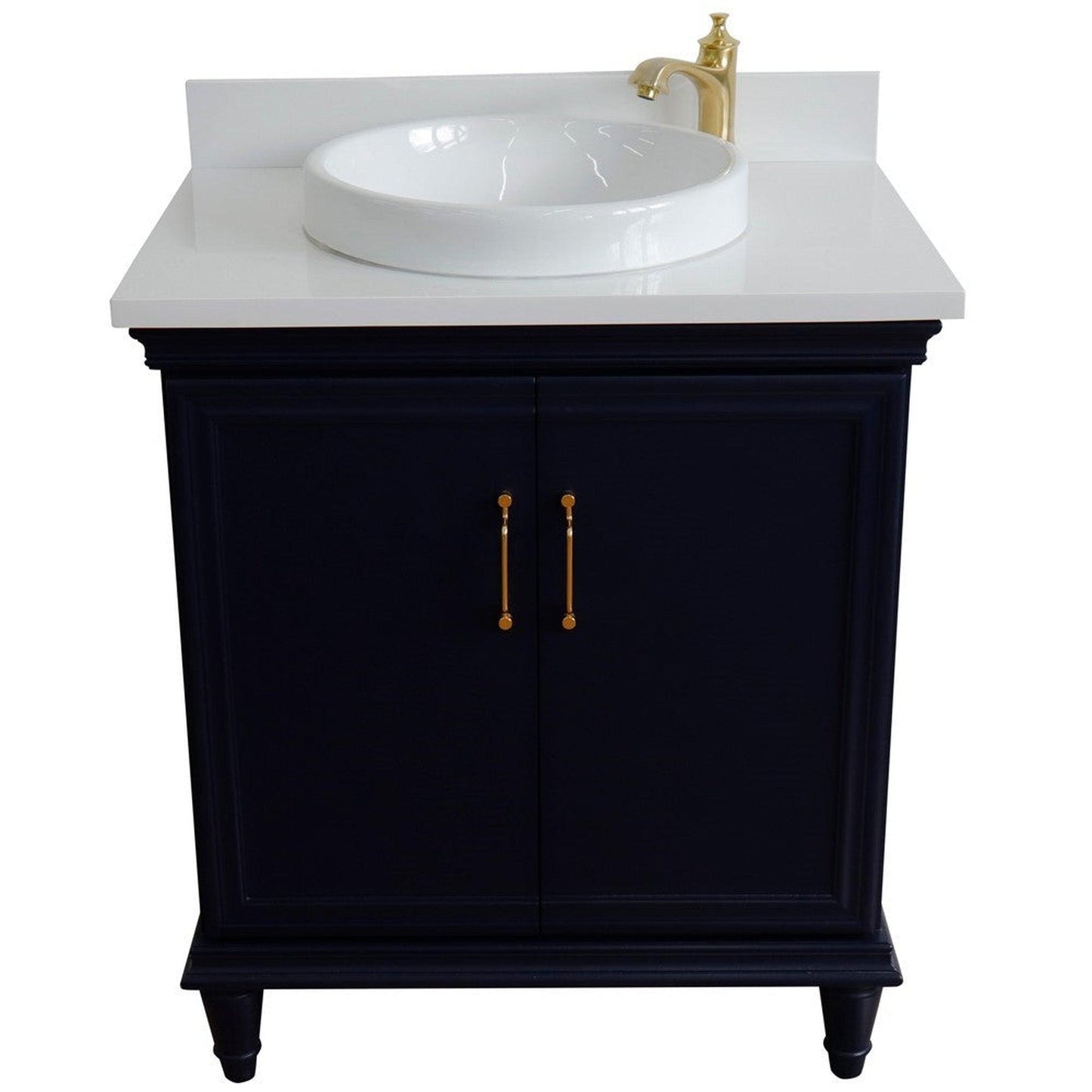 Bellaterra Home Forli 31" 2-Door 1-Drawer Blue Freestanding Vanity Set With Ceramic Vessel Sink And White Quartz Top