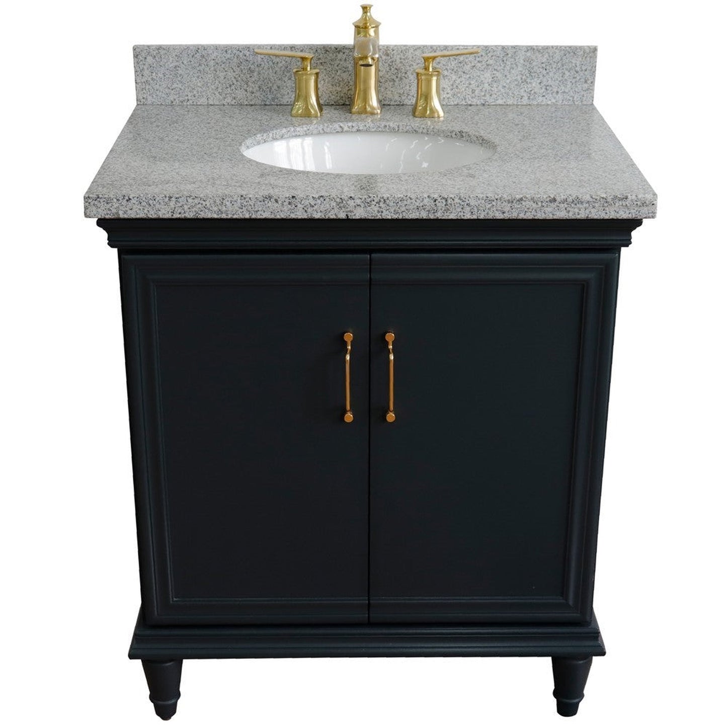Bellaterra Home Forli 31" 2-Door 1-Drawer Dark Gray Freestanding Vanity Set With Ceramic Undermount Oval Sink And Gray Granite Top