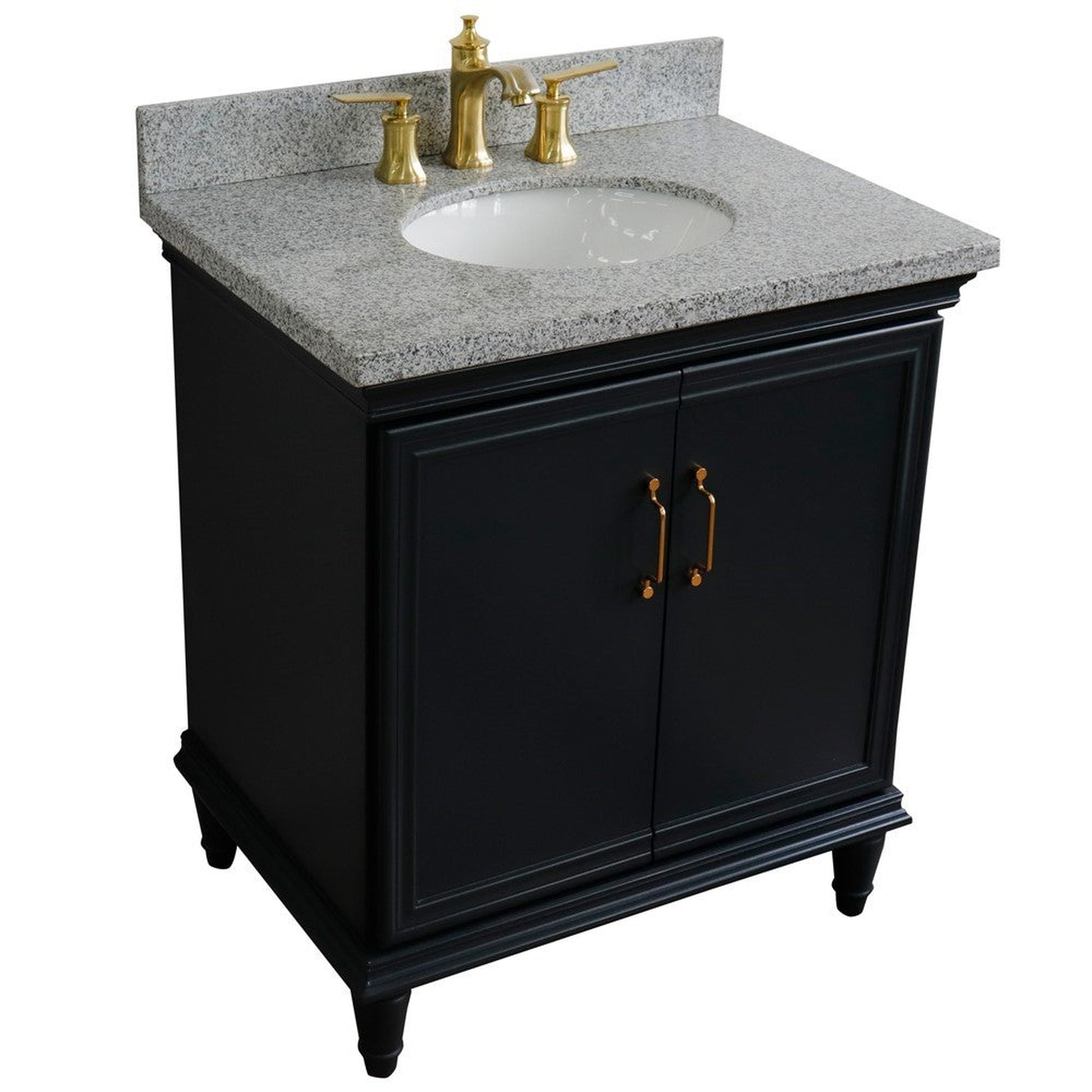 Bellaterra Home Forli 31" 2-Door 1-Drawer Dark Gray Freestanding Vanity Set With Ceramic Undermount Oval Sink And Gray Granite Top