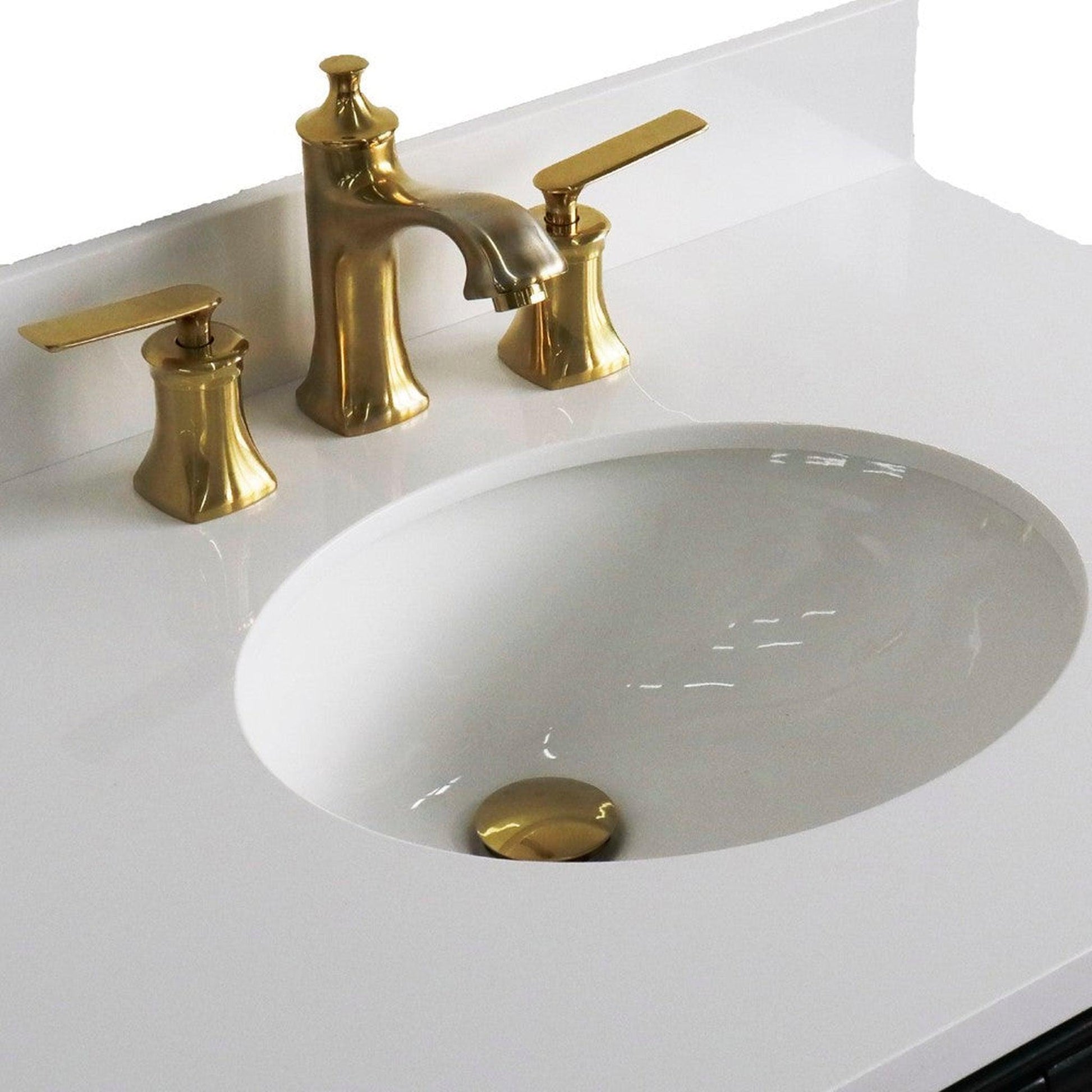 Bellaterra Home Forli 31" 2-Door 1-Drawer Dark Gray Freestanding Vanity Set With Ceramic Undermount Oval Sink And White Quartz Top