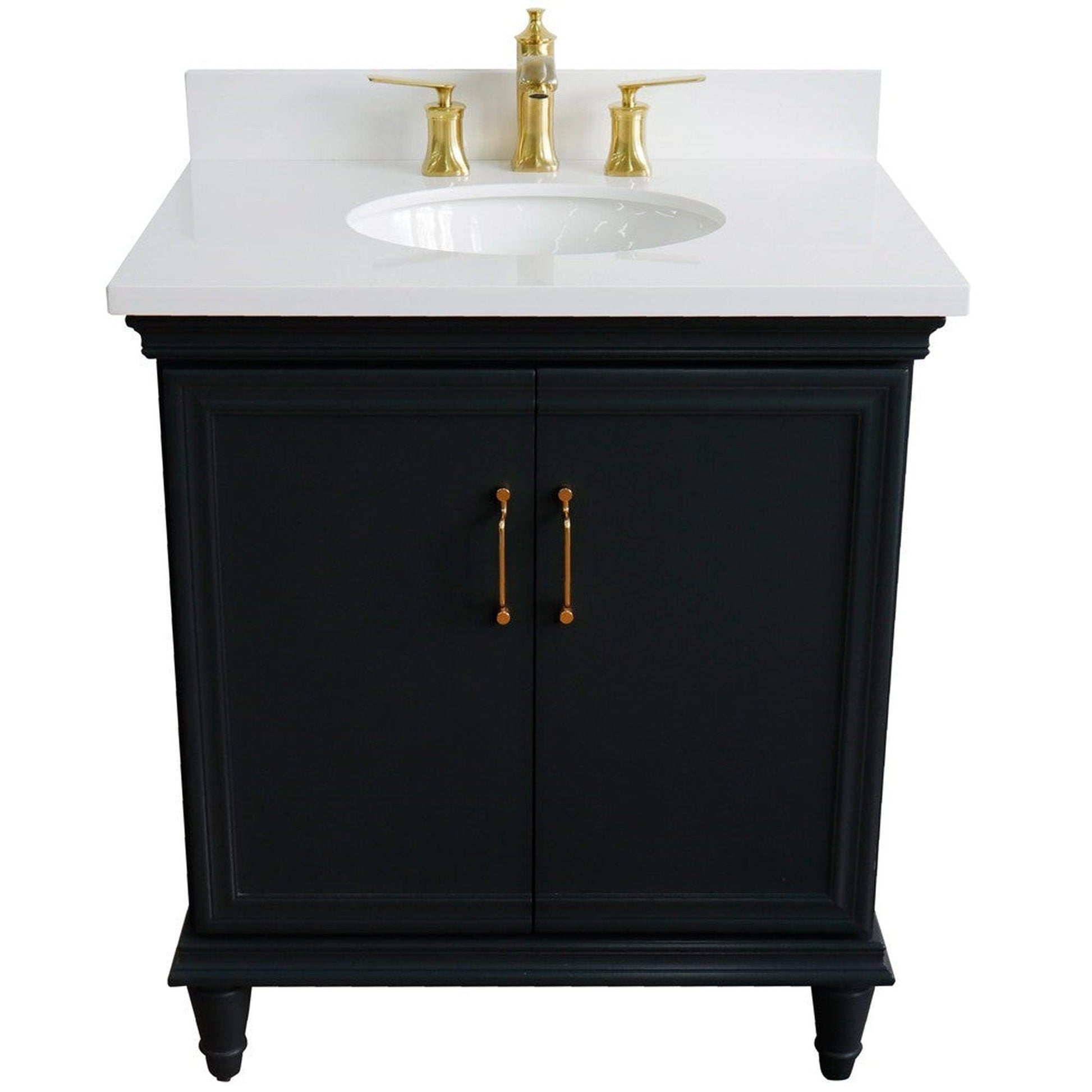 Bellaterra Home Forli 31" 2-Door 1-Drawer Dark Gray Freestanding Vanity Set With Ceramic Undermount Oval Sink And White Quartz Top