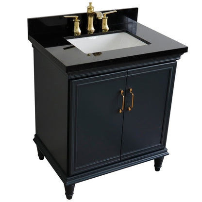 Bellaterra Home Forli 31" 2-Door 1-Drawer Dark Gray Freestanding Vanity Set With Ceramic Undermount Rectangular Sink And Black Galaxy Granite Top