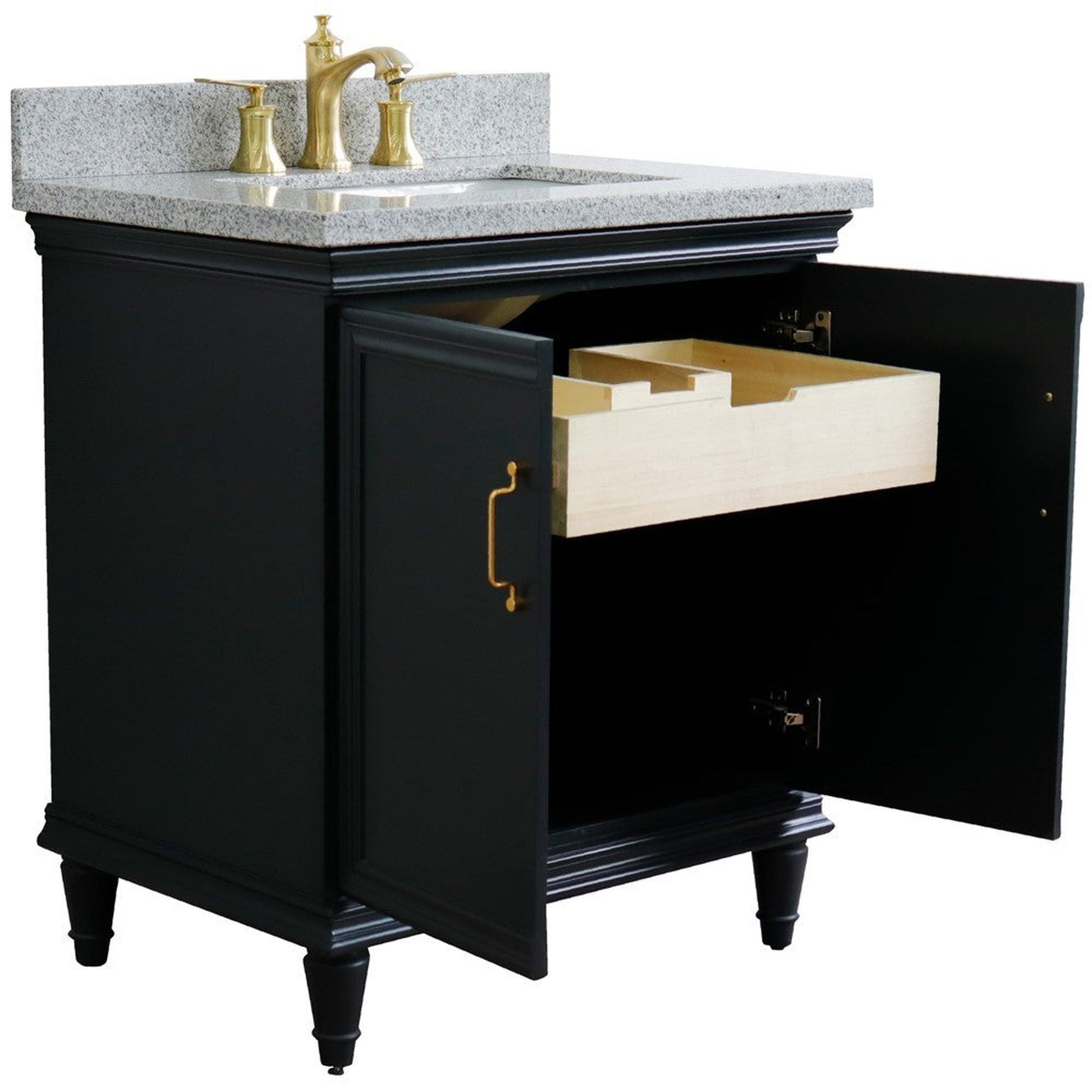 Bellaterra Home Forli 31" 2-Door 1-Drawer Dark Gray Freestanding Vanity Set With Ceramic Undermount Rectangular Sink And Gray Granite Top
