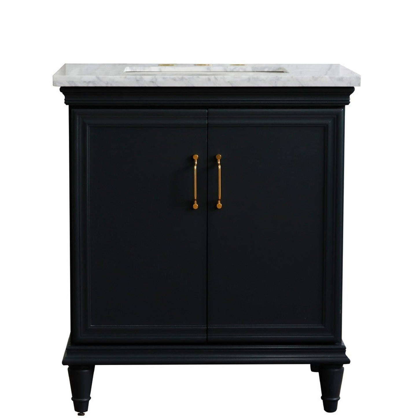 Bellaterra Home Forli 31" 2-Door 1-Drawer Dark Gray Freestanding Vanity Set With Ceramic Undermount Rectangular Sink And White Carrara Marble Top