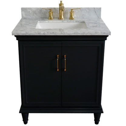 Bellaterra Home Forli 31" 2-Door 1-Drawer Dark Gray Freestanding Vanity Set With Ceramic Undermount Rectangular Sink And White Carrara Marble Top