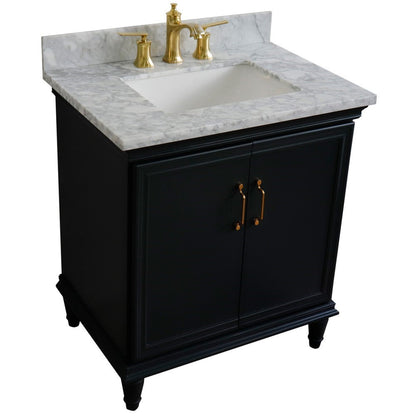 Bellaterra Home Forli 31" 2-Door 1-Drawer Dark Gray Freestanding Vanity Set With Ceramic Undermount Rectangular Sink And White Carrara Marble Top