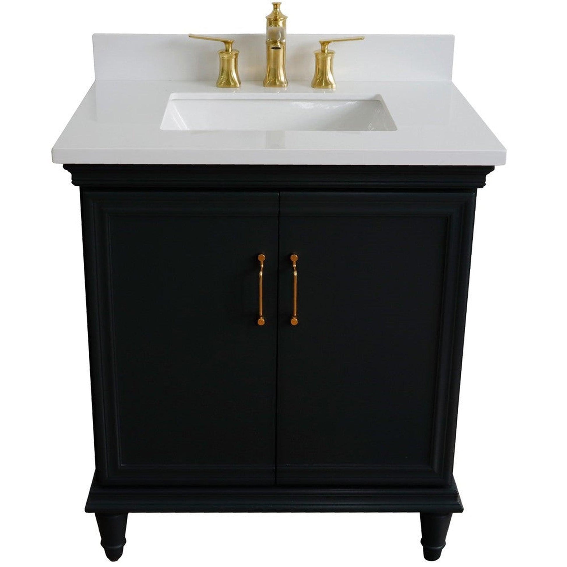 Bellaterra Home Forli 31" 2-Door 1-Drawer Dark Gray Freestanding Vanity Set With Ceramic Undermount Rectangular Sink And White Quartz Top