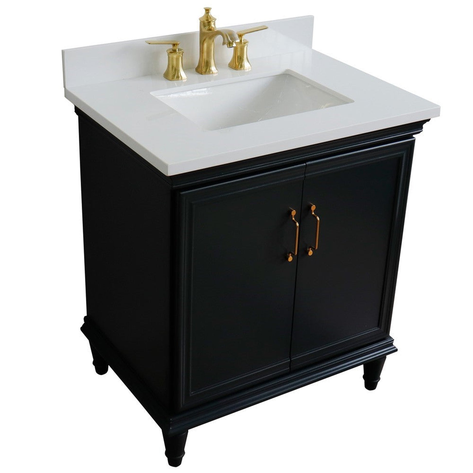 Bellaterra Home Forli 31" 2-Door 1-Drawer Dark Gray Freestanding Vanity Set With Ceramic Undermount Rectangular Sink And White Quartz Top
