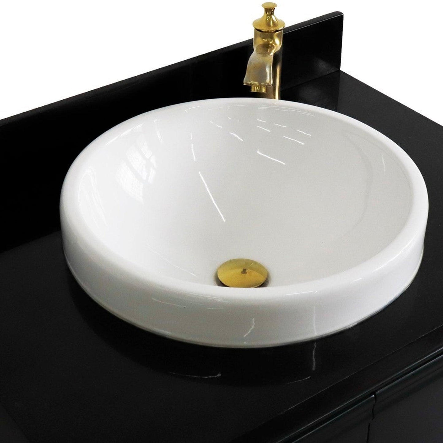 Bellaterra Home Forli 31" 2-Door 1-Drawer Dark Gray Freestanding Vanity Set With Ceramic Vessel Sink And Black Galaxy Granite Top