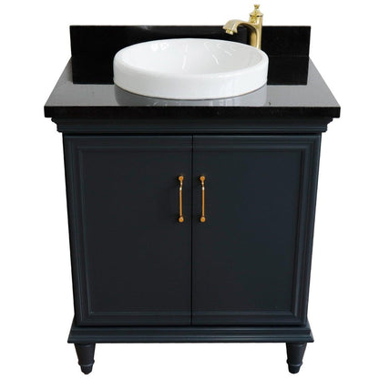 Bellaterra Home Forli 31" 2-Door 1-Drawer Dark Gray Freestanding Vanity Set With Ceramic Vessel Sink And Black Galaxy Granite Top