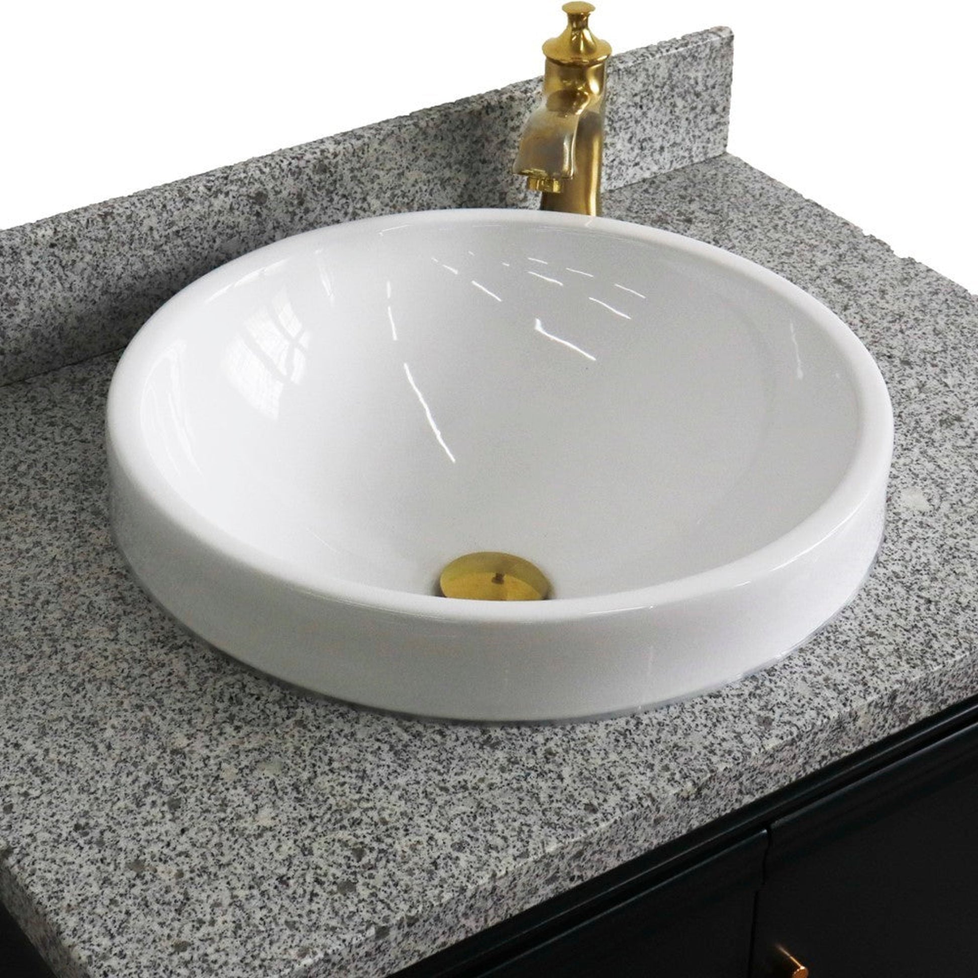 Bellaterra Home Forli 31" 2-Door 1-Drawer Dark Gray Freestanding Vanity Set With Ceramic Vessel Sink And Gray Granite Top