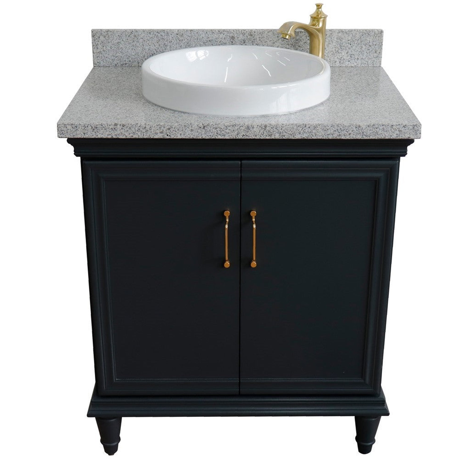 Bellaterra Home Forli 31" 2-Door 1-Drawer Dark Gray Freestanding Vanity Set With Ceramic Vessel Sink And Gray Granite Top