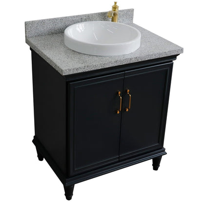 Bellaterra Home Forli 31" 2-Door 1-Drawer Dark Gray Freestanding Vanity Set With Ceramic Vessel Sink And Gray Granite Top