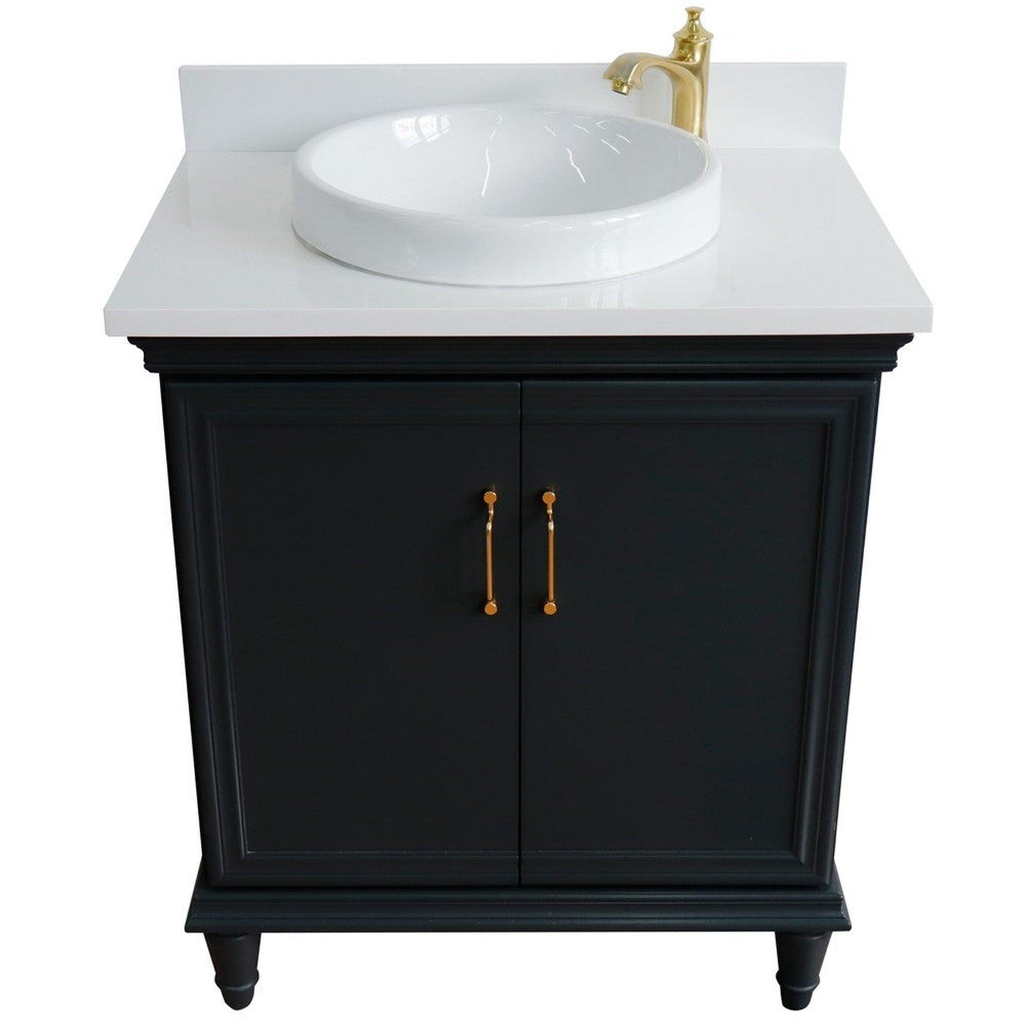 Bellaterra Home Forli 31" 2-Door 1-Drawer Dark Gray Freestanding Vanity Set With Ceramic Vessel Sink And White Quartz Top