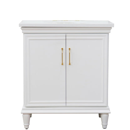 Bellaterra Home Forli 31" 2-Door 1-Drawer White Freestanding Vanity Set With Ceramic Undermount Oval Sink And White Quartz Top