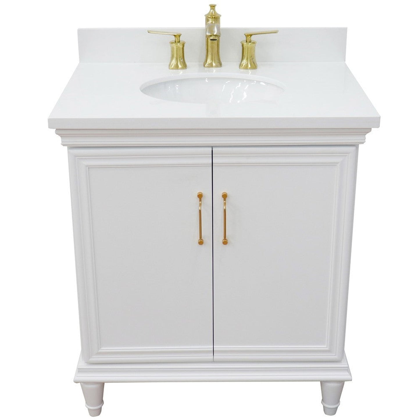 Bellaterra Home Forli 31" 2-Door 1-Drawer White Freestanding Vanity Set With Ceramic Undermount Oval Sink And White Quartz Top
