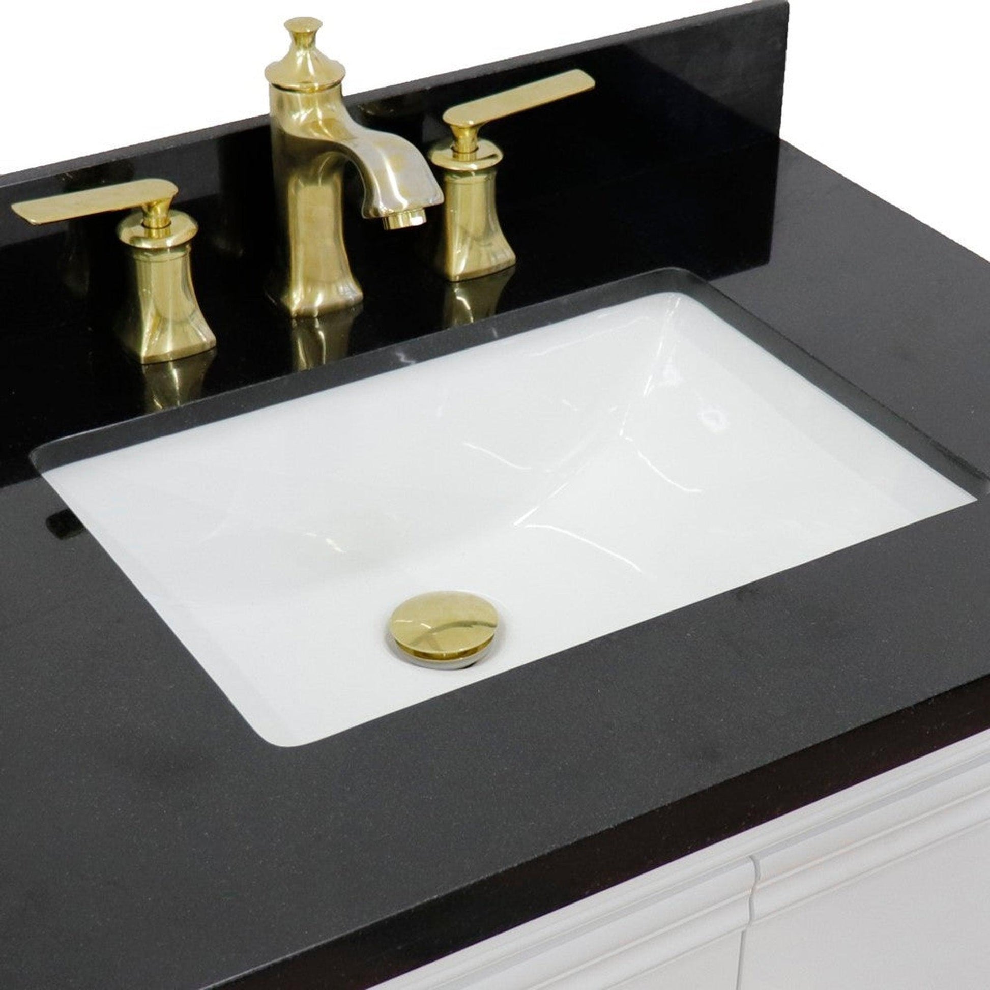Bellaterra Home Forli 31" 2-Door 1-Drawer White Freestanding Vanity Set With Ceramic Undermount Rectangular Sink And Black Galaxy Granite Top