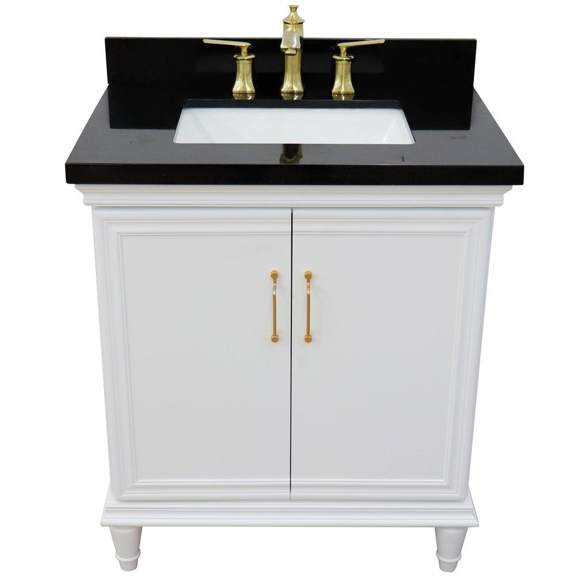 Bellaterra Home Forli 31" 2-Door 1-Drawer White Freestanding Vanity Set With Ceramic Undermount Rectangular Sink And Black Galaxy Granite Top