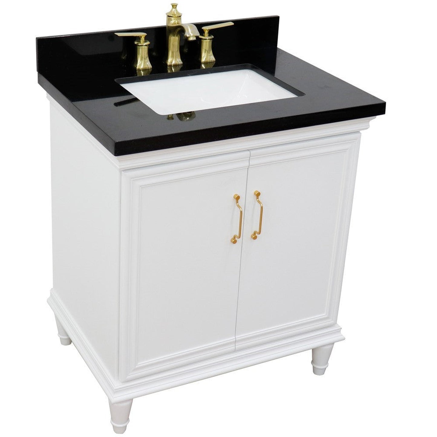 Bellaterra Home Forli 31" 2-Door 1-Drawer White Freestanding Vanity Set With Ceramic Undermount Rectangular Sink And Black Galaxy Granite Top