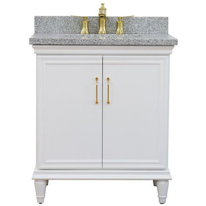 Bellaterra Home Forli 31" 2-Door 1-Drawer White Freestanding Vanity Set With Ceramic Undermount Rectangular Sink And Gray Granite Top