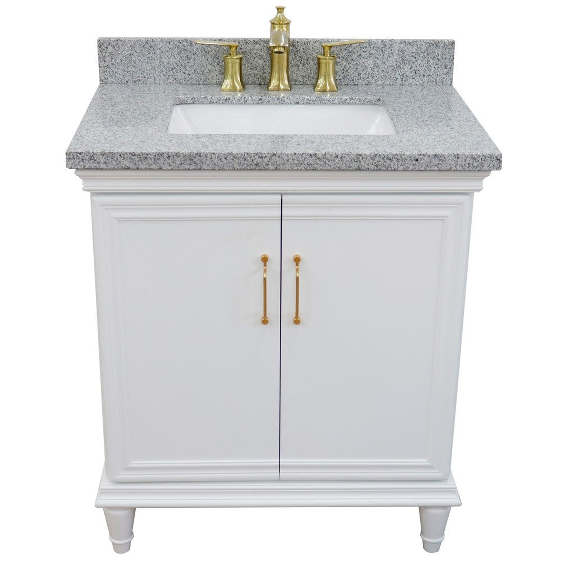 Bellaterra Home Forli 31" 2-Door 1-Drawer White Freestanding Vanity Set With Ceramic Undermount Rectangular Sink And Gray Granite Top