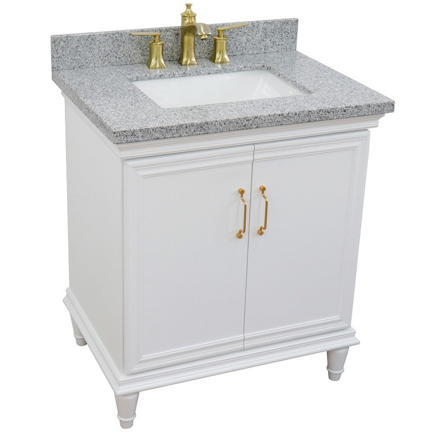 Bellaterra Home Forli 31" 2-Door 1-Drawer White Freestanding Vanity Set With Ceramic Undermount Rectangular Sink And Gray Granite Top