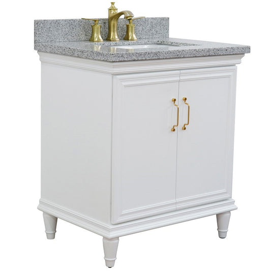 Bellaterra Home Forli 31" 2-Door 1-Drawer White Freestanding Vanity Set With Ceramic Undermount Rectangular Sink And Gray Granite Top