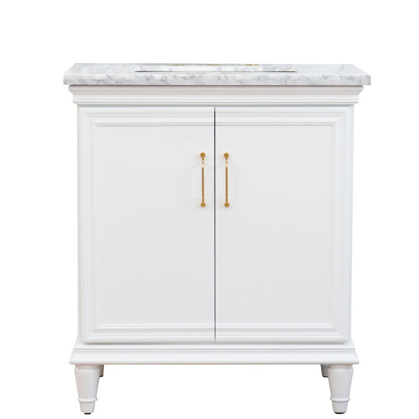 Bellaterra Home Forli 31" 2-Door 1-Drawer White Freestanding Vanity Set With Ceramic Undermount Rectangular Sink And White Carrara Marble Top