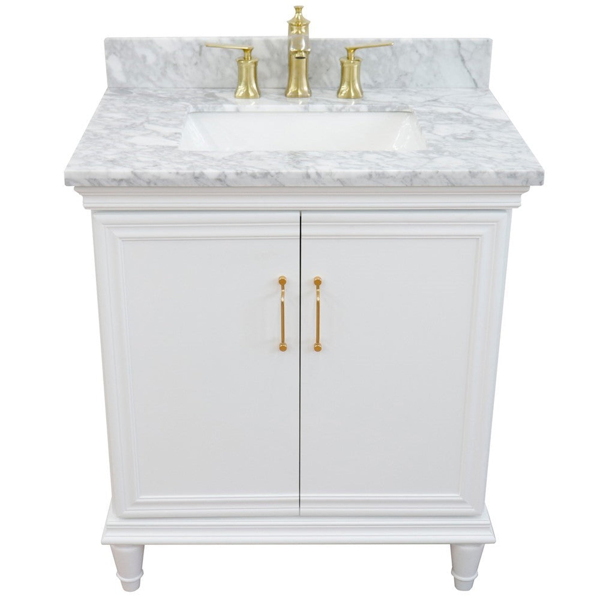 Bellaterra Home Forli 31" 2-Door 1-Drawer White Freestanding Vanity Set With Ceramic Undermount Rectangular Sink And White Carrara Marble Top