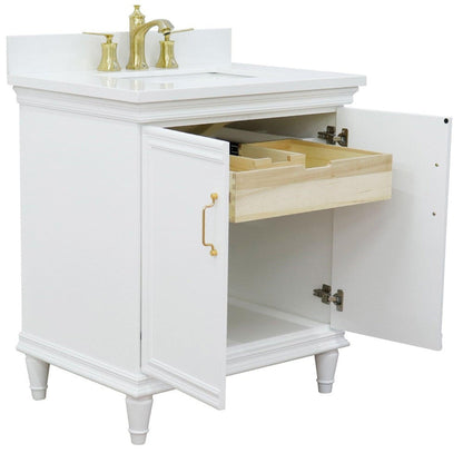 Bellaterra Home Forli 31" 2-Door 1-Drawer White Freestanding Vanity Set With Ceramic Undermount Rectangular Sink And White Quartz Top