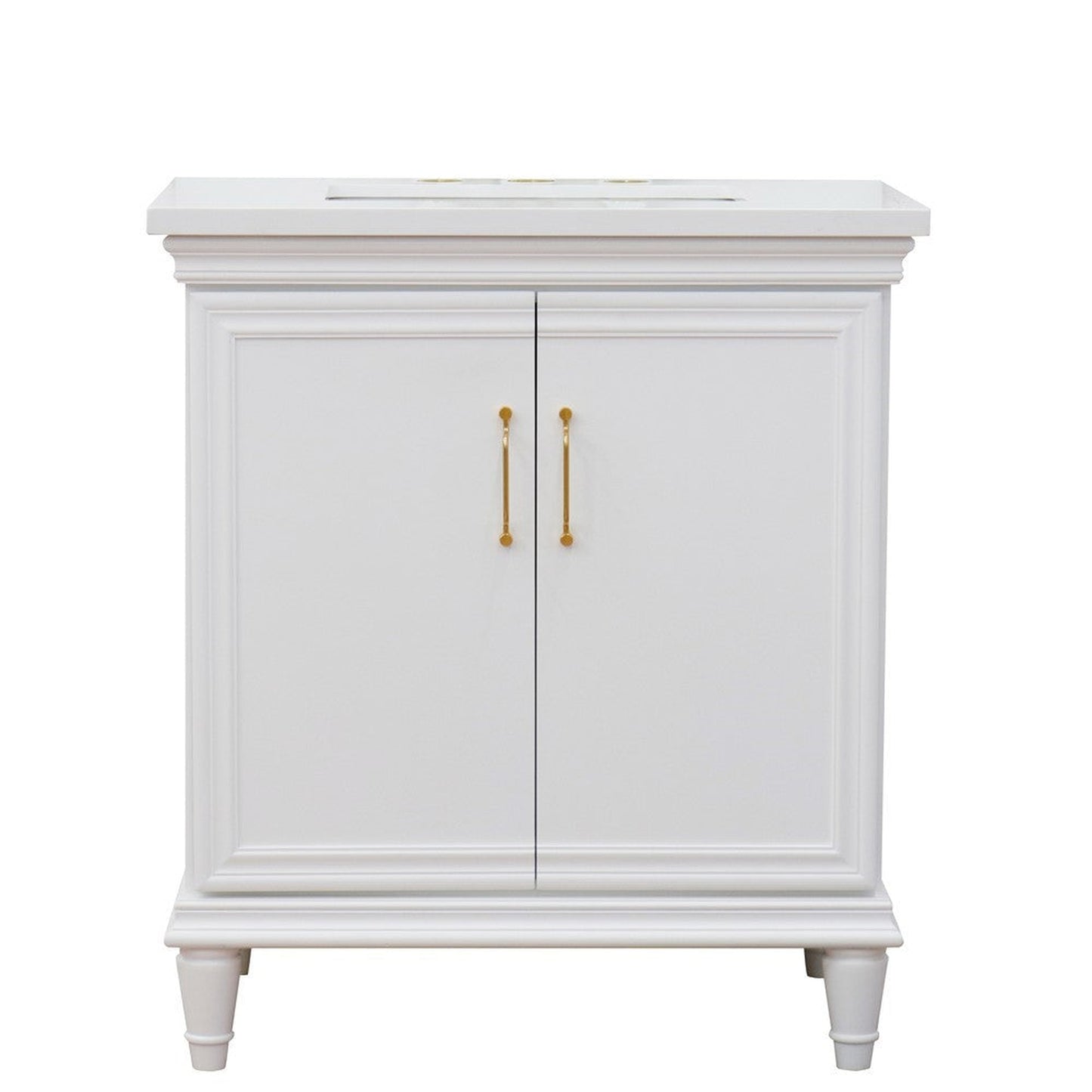 Bellaterra Home Forli 31" 2-Door 1-Drawer White Freestanding Vanity Set With Ceramic Undermount Rectangular Sink And White Quartz Top