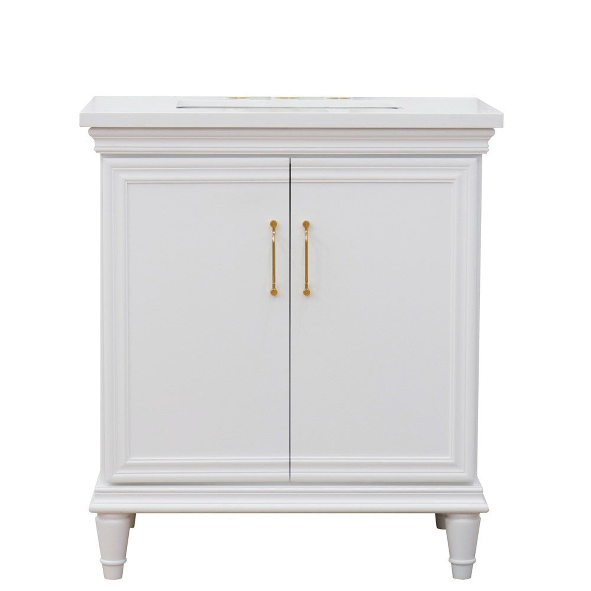 Bellaterra Home Forli 31" 2-Door 1-Drawer White Freestanding Vanity Set With Ceramic Undermount Rectangular Sink And White Quartz Top