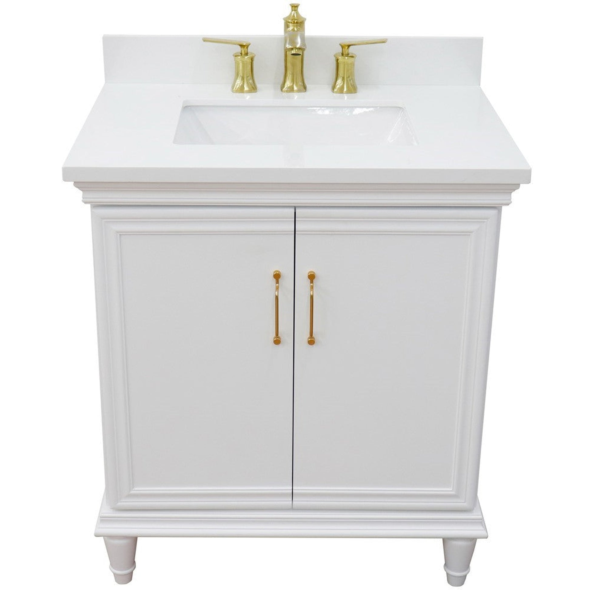 Bellaterra Home Forli 31" 2-Door 1-Drawer White Freestanding Vanity Set With Ceramic Undermount Rectangular Sink And White Quartz Top