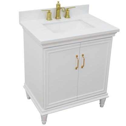 Bellaterra Home Forli 31" 2-Door 1-Drawer White Freestanding Vanity Set With Ceramic Undermount Rectangular Sink And White Quartz Top