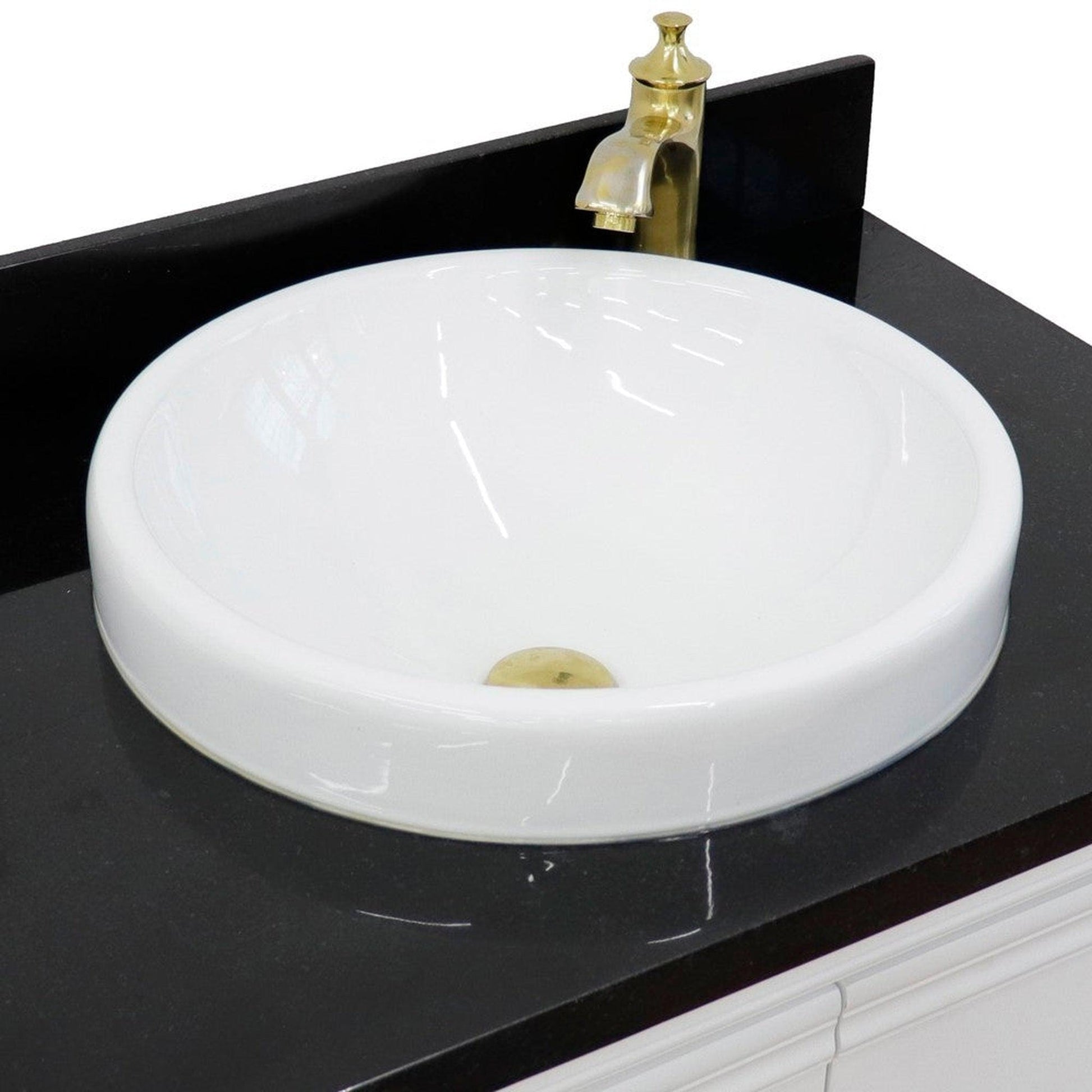 Bellaterra Home Forli 31" 2-Door 1-Drawer White Freestanding Vanity Set With Ceramic Vessel Sink And Black Galaxy Granite Top